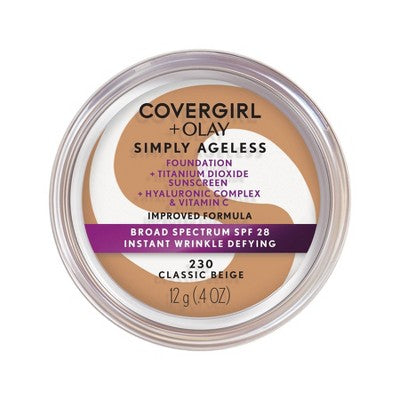 COVERGIRL + Olay Simply Ageless Wrinkle Defying Foundation Compact 230 Classic Beige 0.4oz - Imperfect Container