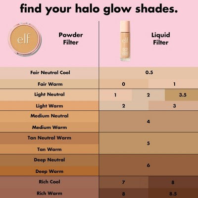 e.l.f. Halo Glow Powder Filter Foundation Light Warm 0.35oz - New