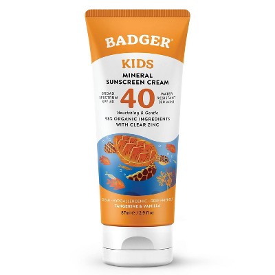 Badger Mineral Kids Sunscreen Cream SPF 40 2.9 fl.oz - Imperfect Container