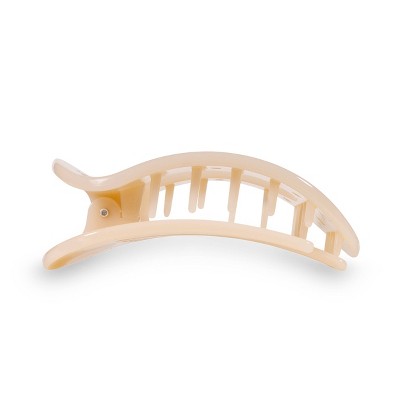 TELETIES Medium Flat Round Hair Clip Almond Beige - New