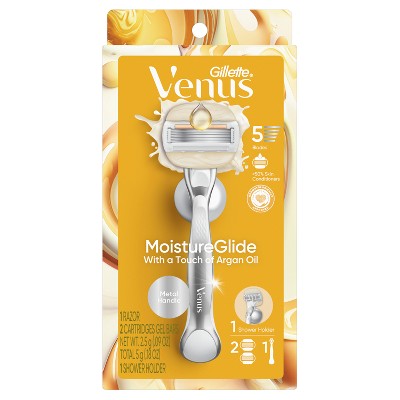 Venus Moistureglide Women's Razor Handle 2 Blade Refills + Shower Holder - Imperfect Box