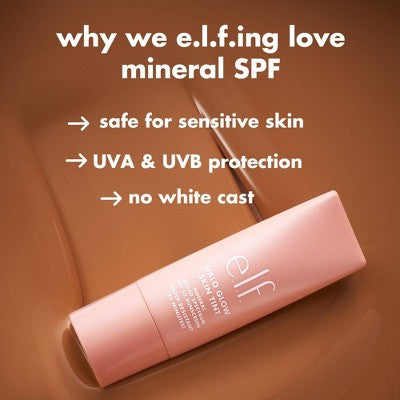 e.l.f. Halo Glow Skin Tint Light Coverage Foundation SPF 50 7 Medium Warm 1 fl oz - Imperfect Box