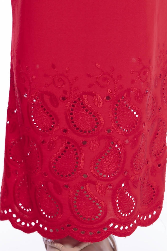 Mominos Fashion Reyon Cotton Red Embroidery Chikan Palazzo