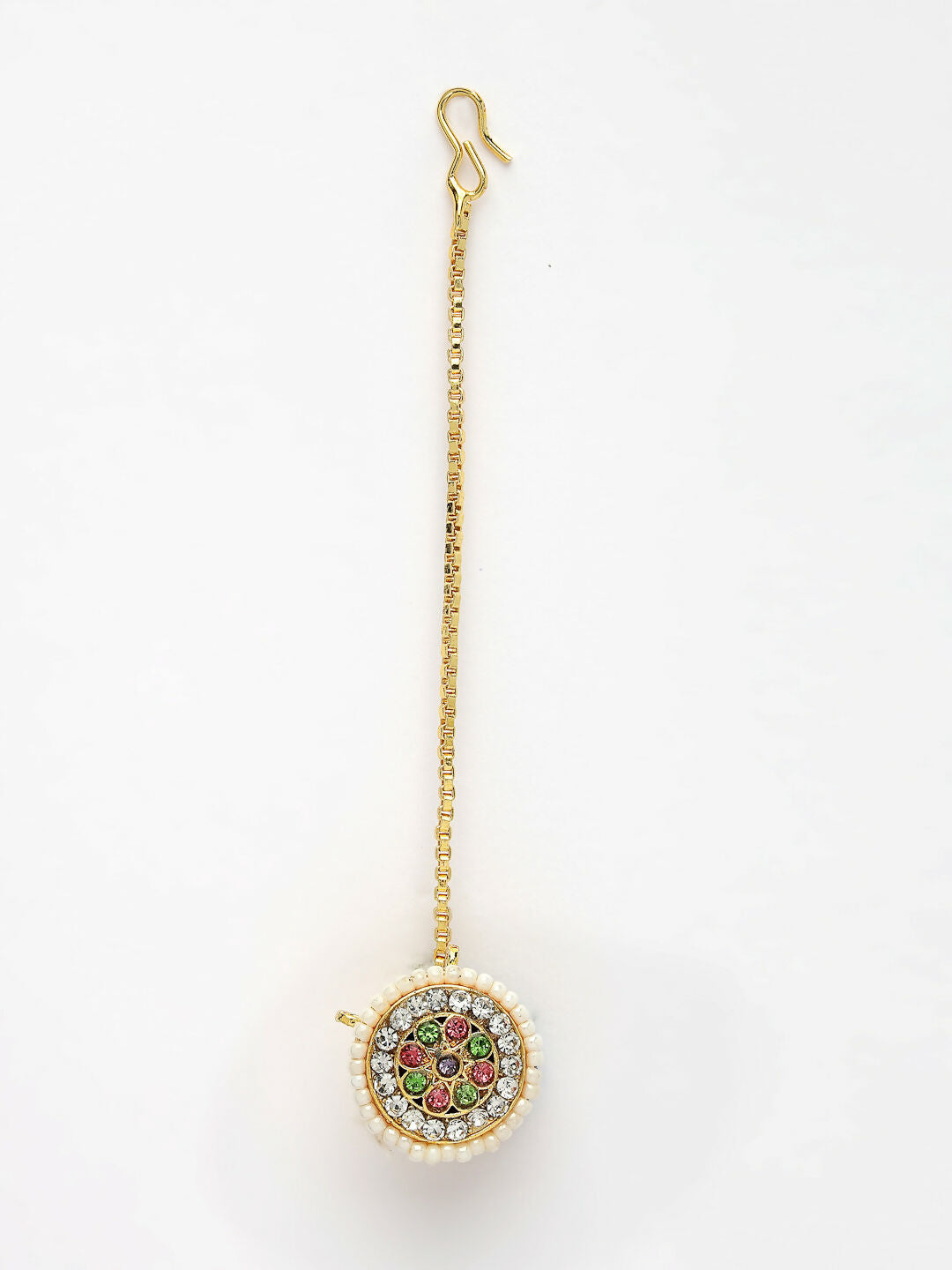 NVR Women's Multicolor CZ Stone-Studded Borla Maang Tikka