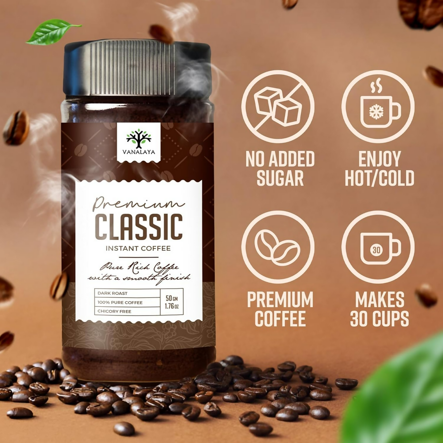 Vanalaya Premium Classic Instant Coffee Black Coffee Powder