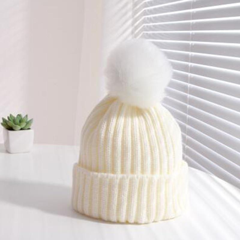 Winter Warm Baby Hat Fur Pompom