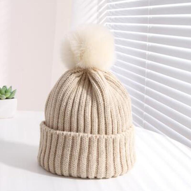 Winter Warm Baby Hat Fur Pompom