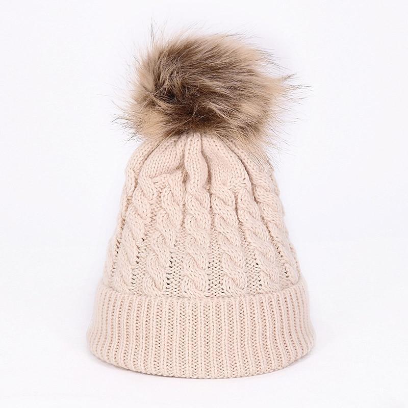 Winter Warm Baby Hat Fur Pompom
