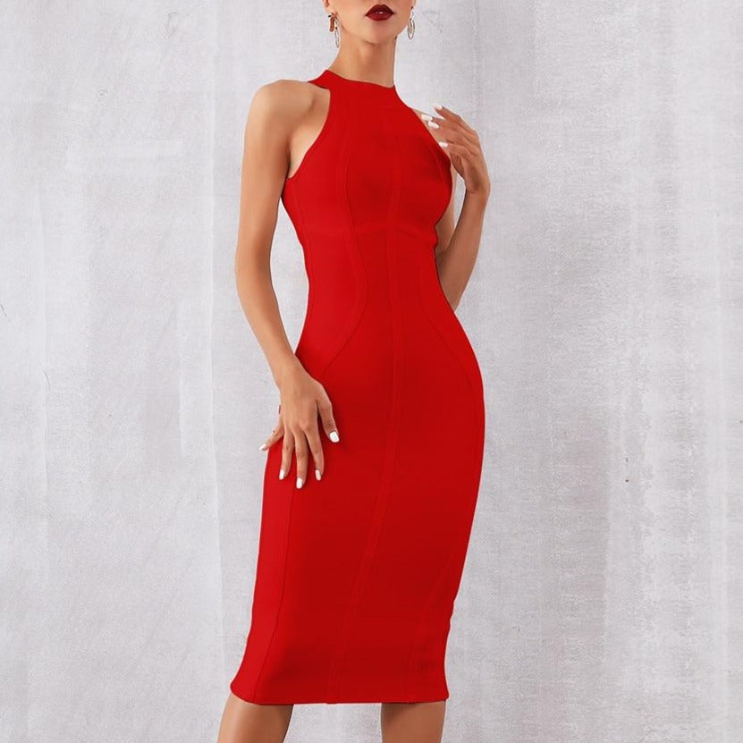 Summer White cocktail midi Dress Tank Sexy Sleeveless white dress for women