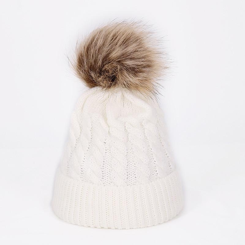 Winter Warm Baby Hat Fur Pompom