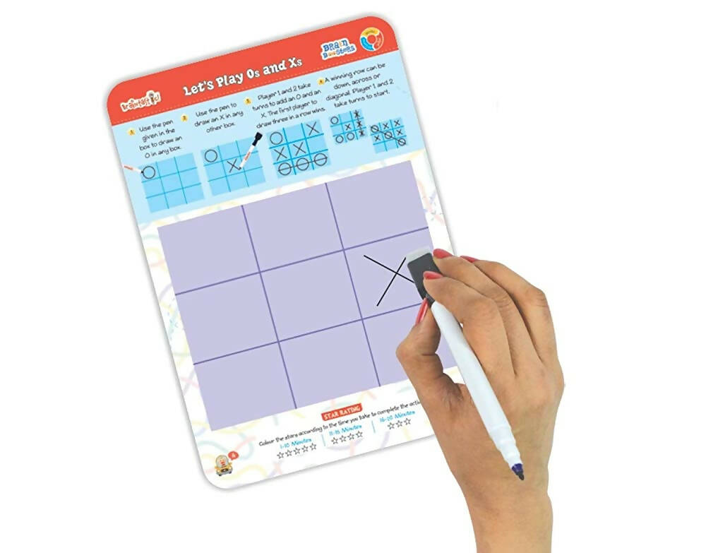 Braintastic Brain Booster Game/Toy (6-99 Years)-Write & Wipe Reusable Activity Sheets with Marker & Jigsaw Puzzle Learning Tools for Kids 6+ Years