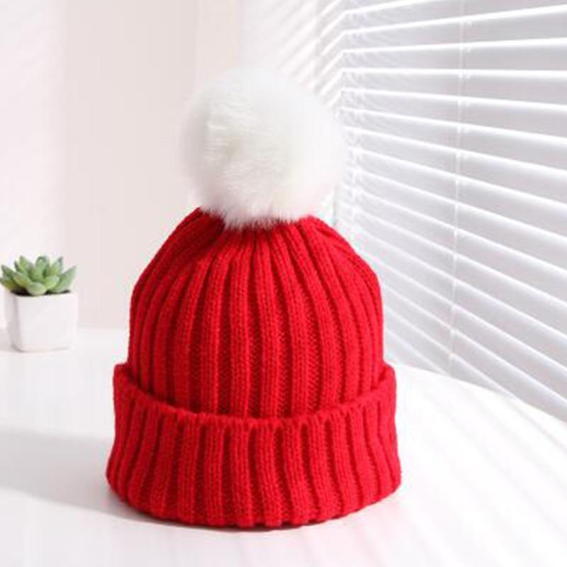 Winter Warm Baby Hat Fur Pompom