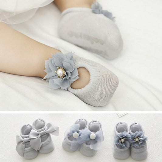 Baby Girl Anti-Slip Cotton Bow Lace Flower Floor Socks Spring Socks Excellent Quality Everyday Wear