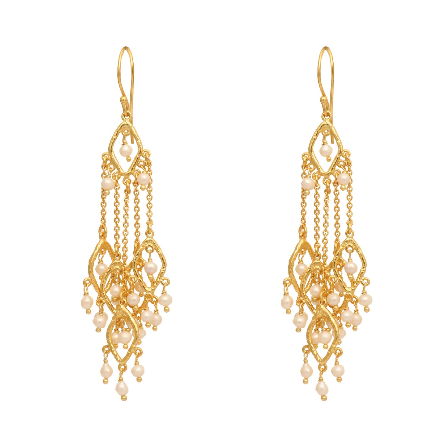 Nuyug 18k String of Pearls Gold Anti Tarnish Earrings