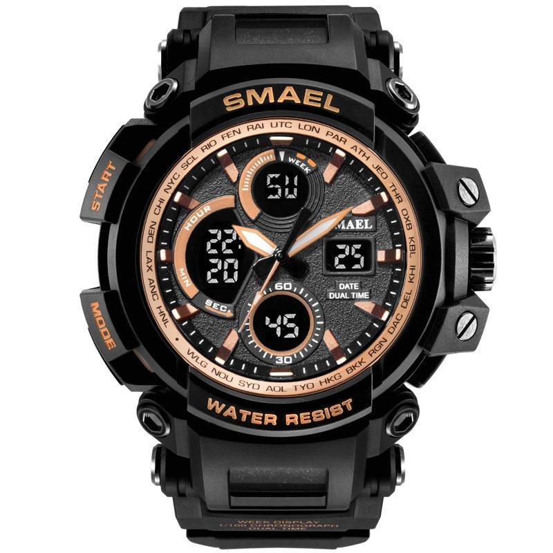 Orange Modern Sport  Waterproof 50M Men Watches With LED Digital Display In Military Armi Relogio Masculino Style