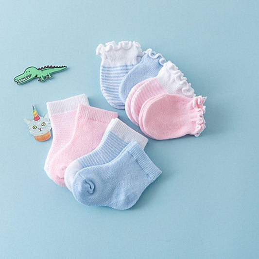4 Pairs Children Newborn Socks Gloves Anti-scratch Breathable Elasticity Protection For Babies