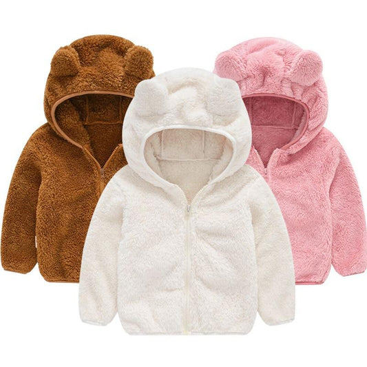 Modern Winter Fleece Children's Sweater Boys and Girls Hoodie Jacket Warm Baby Coat With Bear Ears