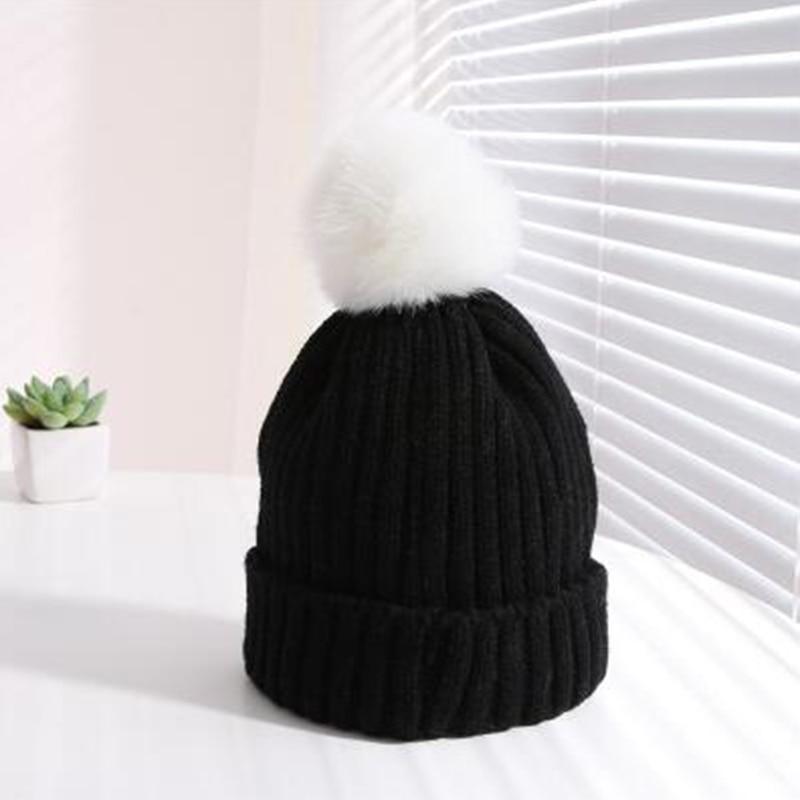 Winter Warm Baby Hat Fur Pompom
