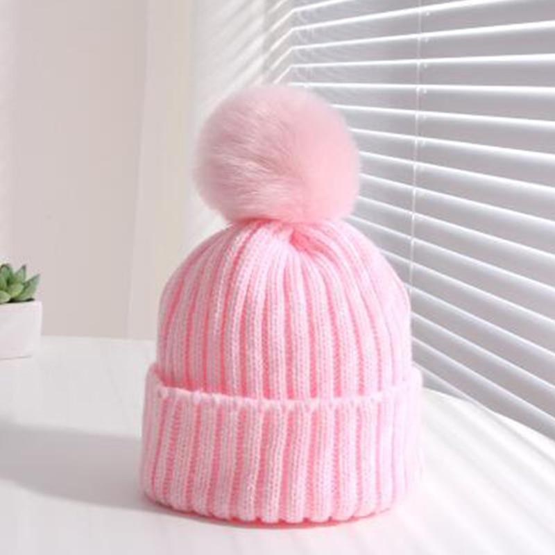 Winter Warm Baby Hat Fur Pompom