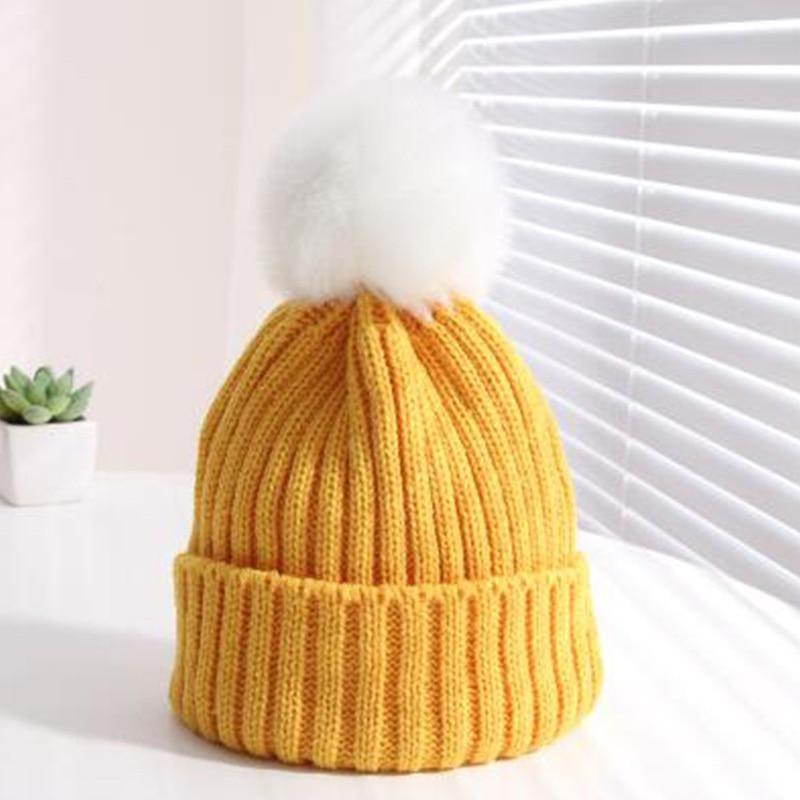 Winter Warm Baby Hat Fur Pompom