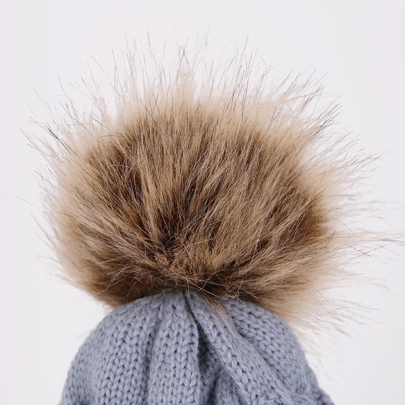 Winter Warm Baby Hat Fur Pompom
