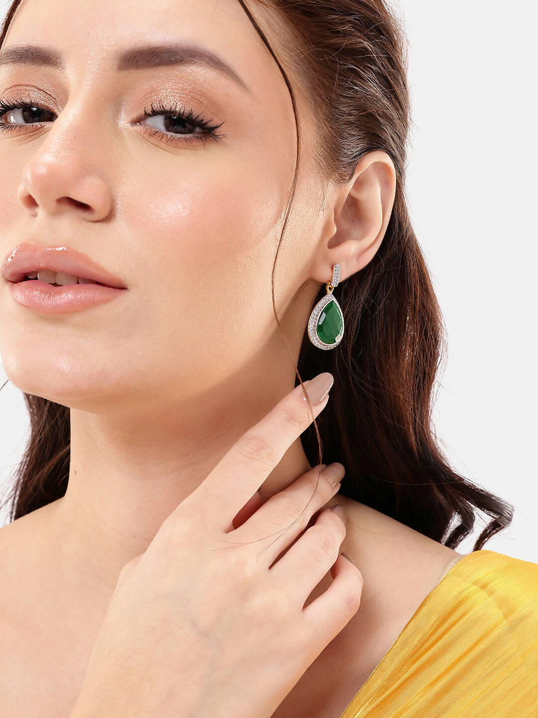 Nuyug 22K Gold Plated Fern Radiance Contemporary Drop Earrings
