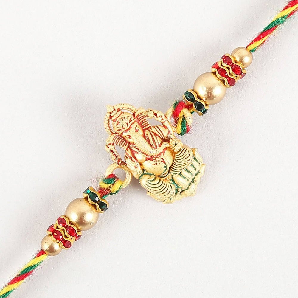 Authentic Design Ganesha Rakhi & Cashew Jar