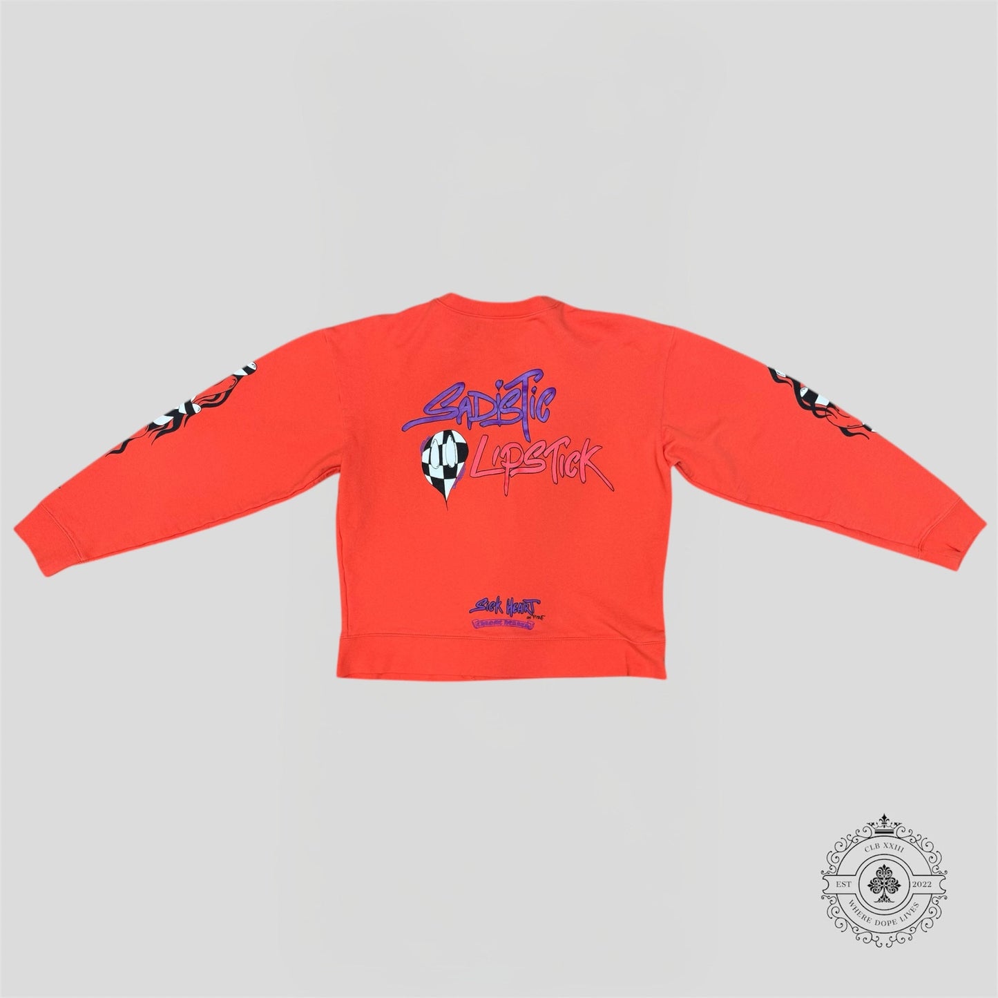 Chrome Hearts Matty Boy Sadistic Lipstick Crewneck in Red
