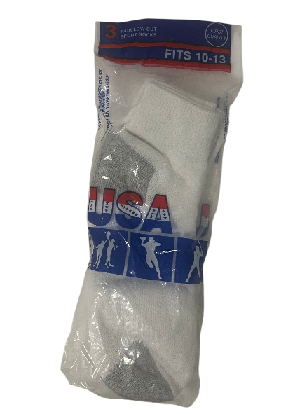 White USA ankle socks