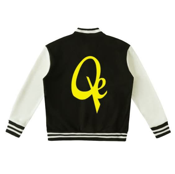 QE Yellow Logo Two-Tone Fleeced Varsity Jacket