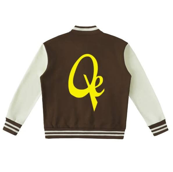 QE Yellow Logo Two-Tone Fleeced Varsity Jacket
