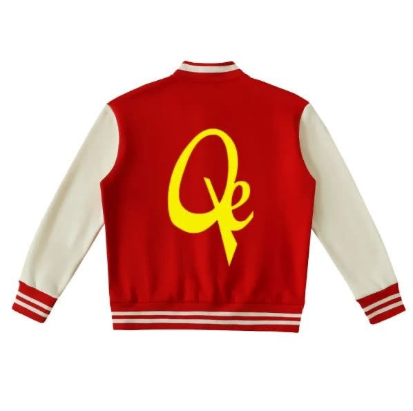 QE Yellow Logo Two-Tone Fleeced Varsity Jacket
