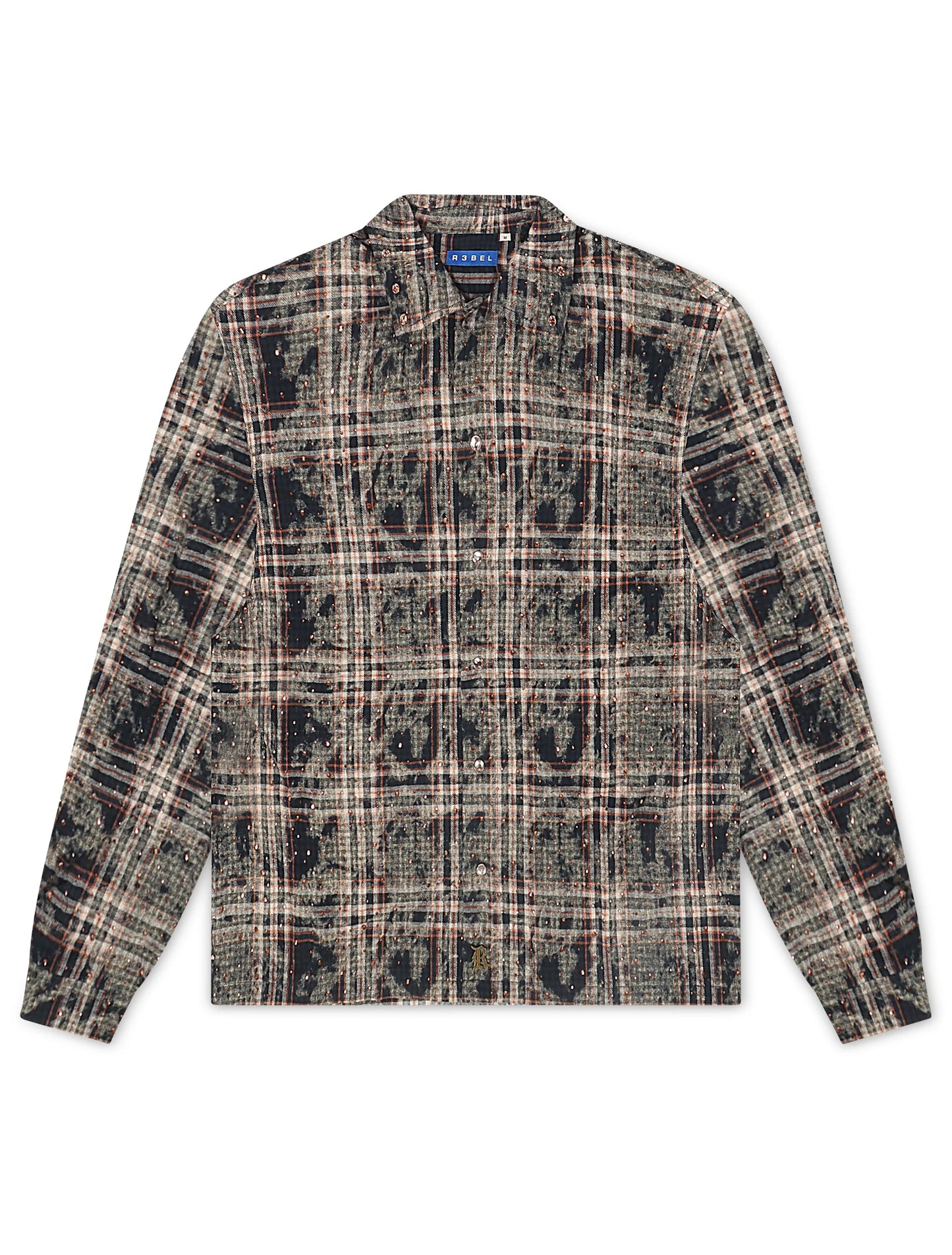Rebel Denim Rhinestone Flannel - Navy