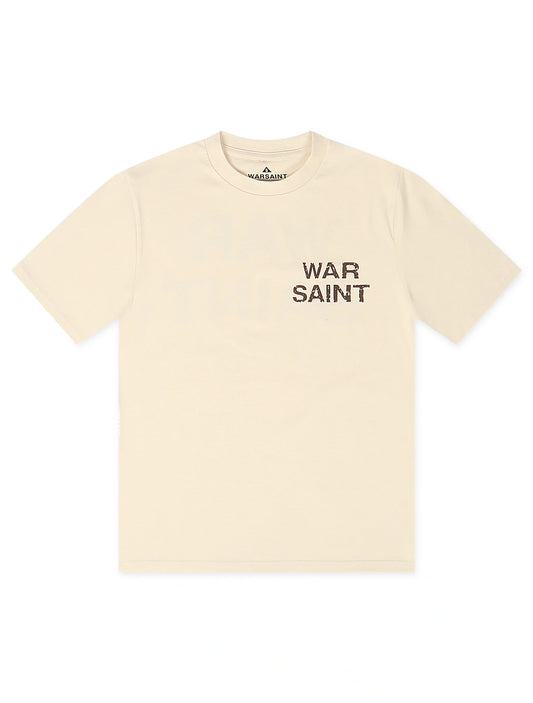 Warsaint LA Script Tee - Ecru/Brown