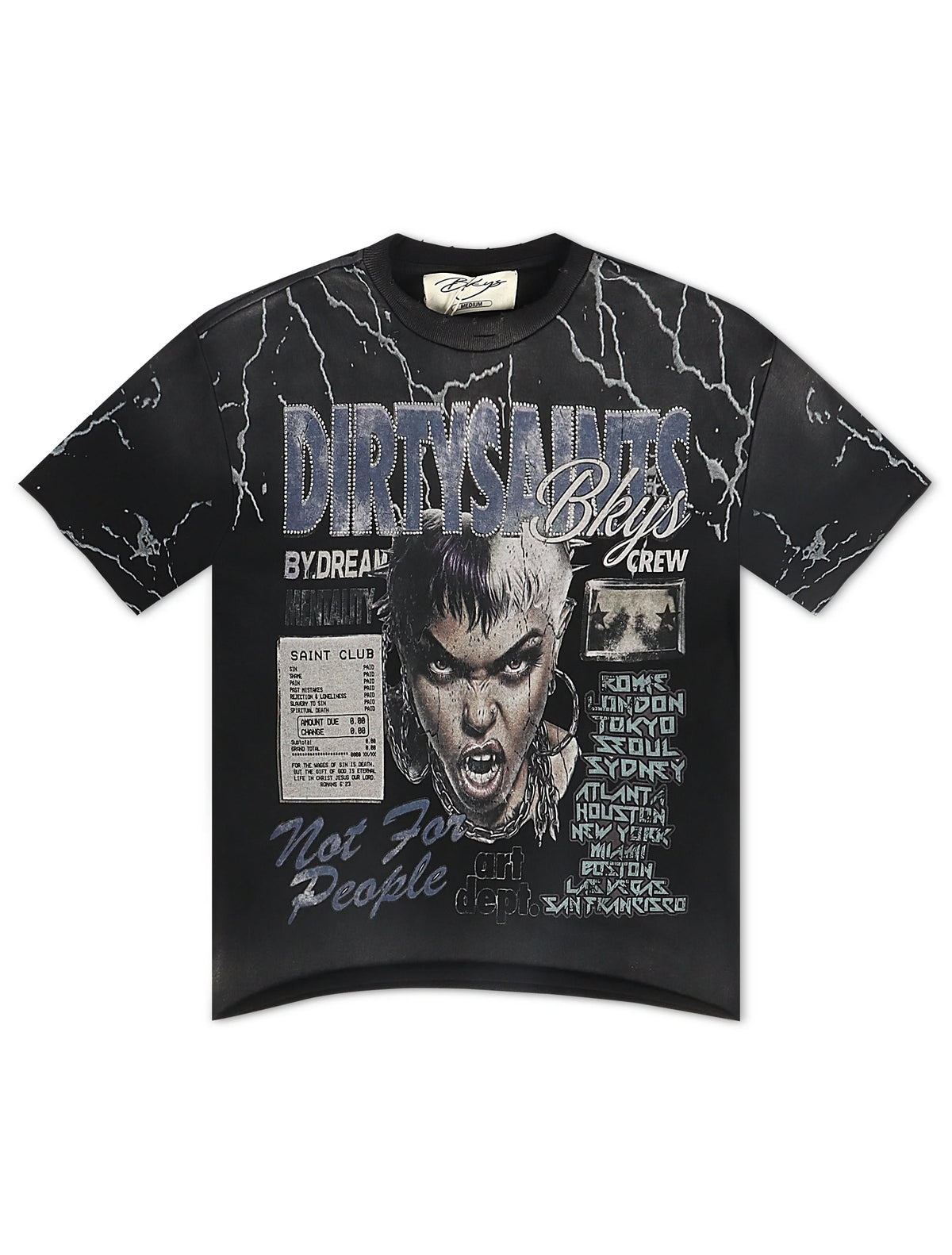 Bkys Saint Club Receipt Tee - Black