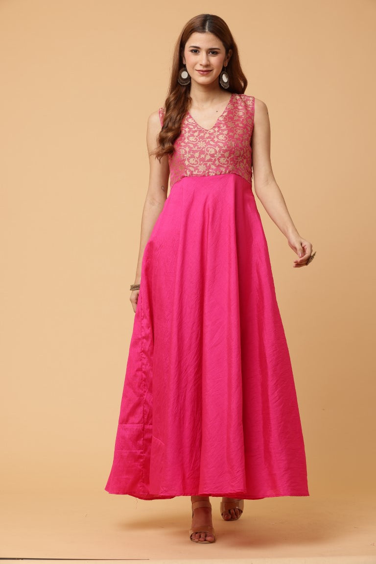 Fab Fashion Pink Sleeveless Anarkali Dress