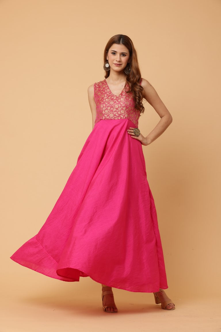 Fab Fashion Pink Sleeveless Anarkali Dress