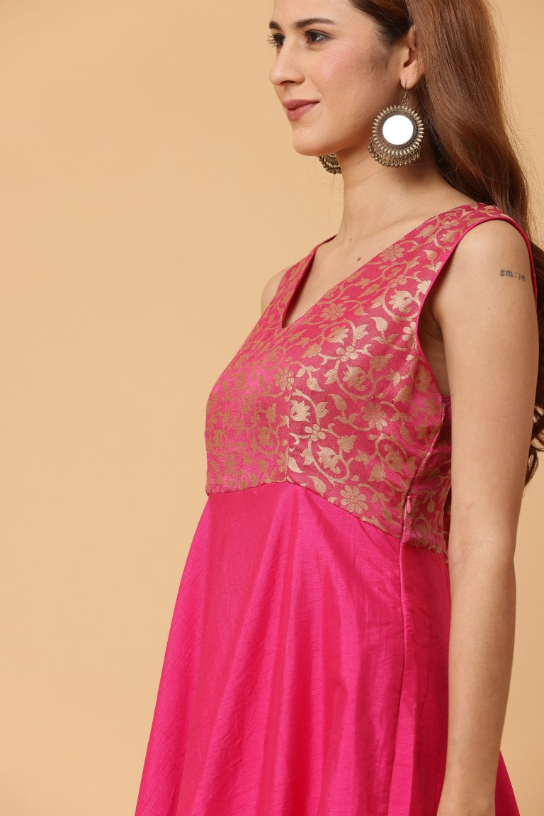 Fab Fashion Pink Sleeveless Anarkali Dress