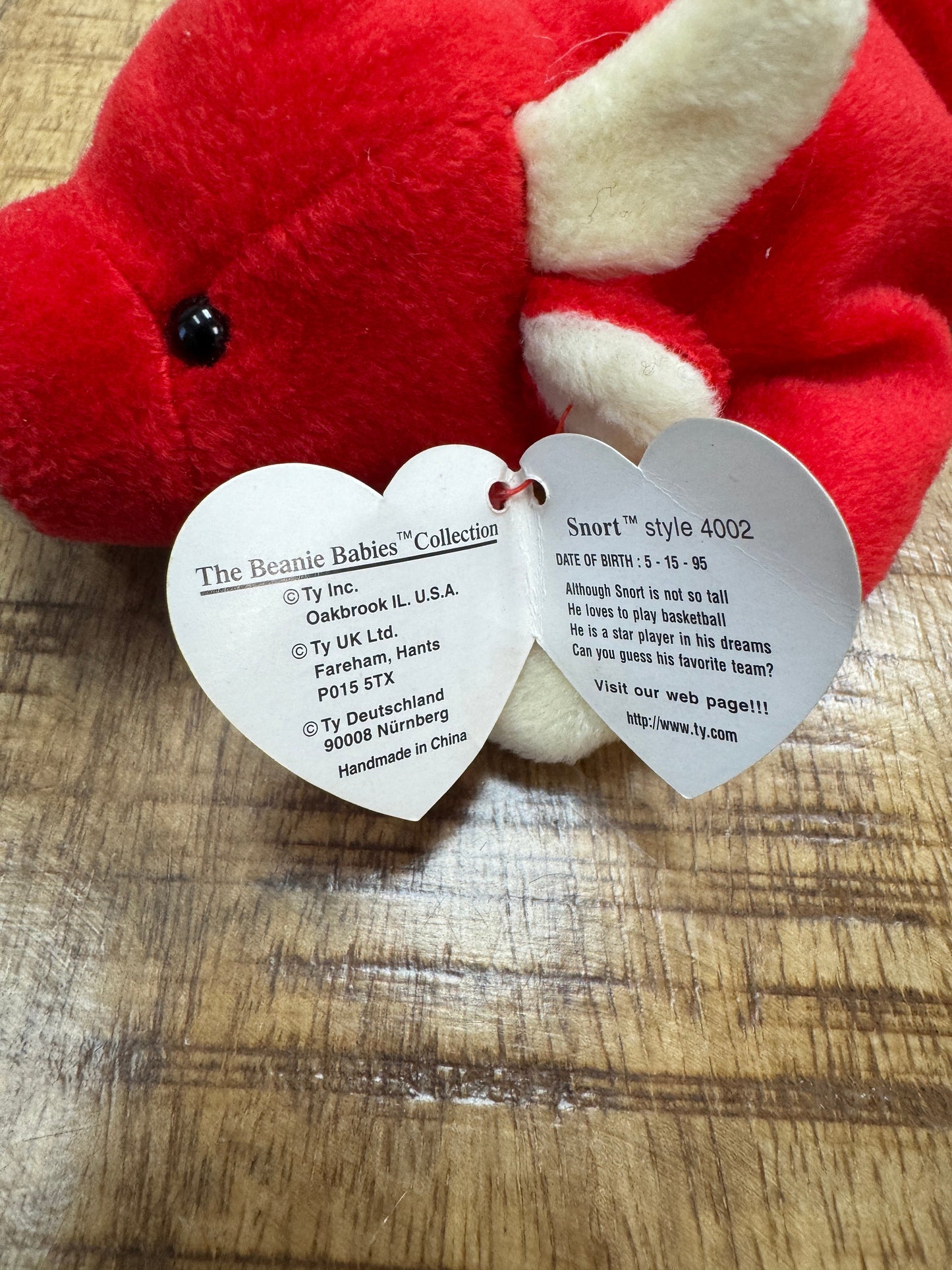 Snort The Bull Beanie Baby 4002. Mint Condition. Retired 1995. Errors