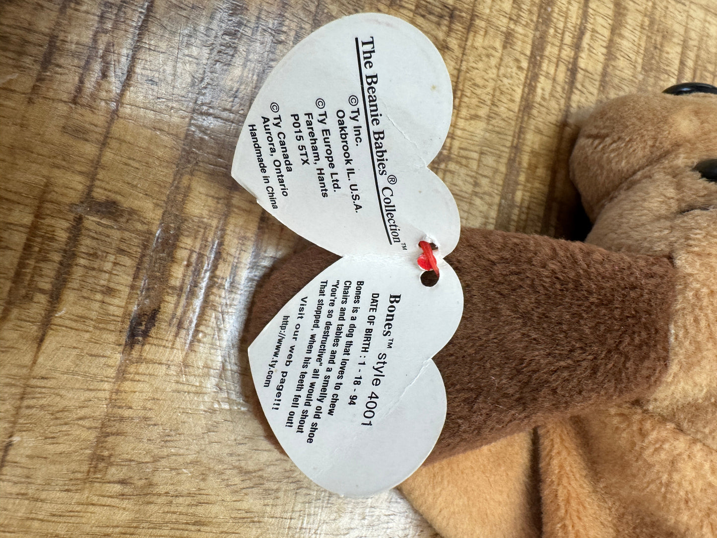 Ty Beanie Babies Bones the Dog, With14 Errors