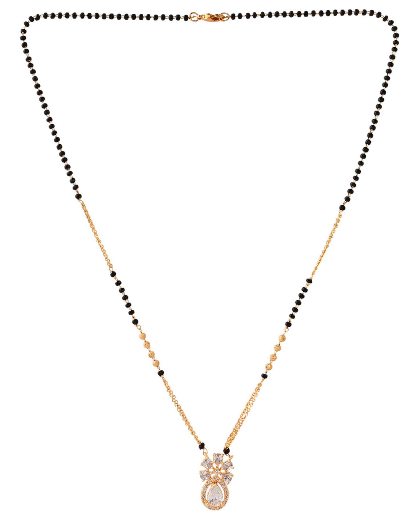 Jewels Nest Elegant Floral Pendant Gold-Polished Mangal Sutra