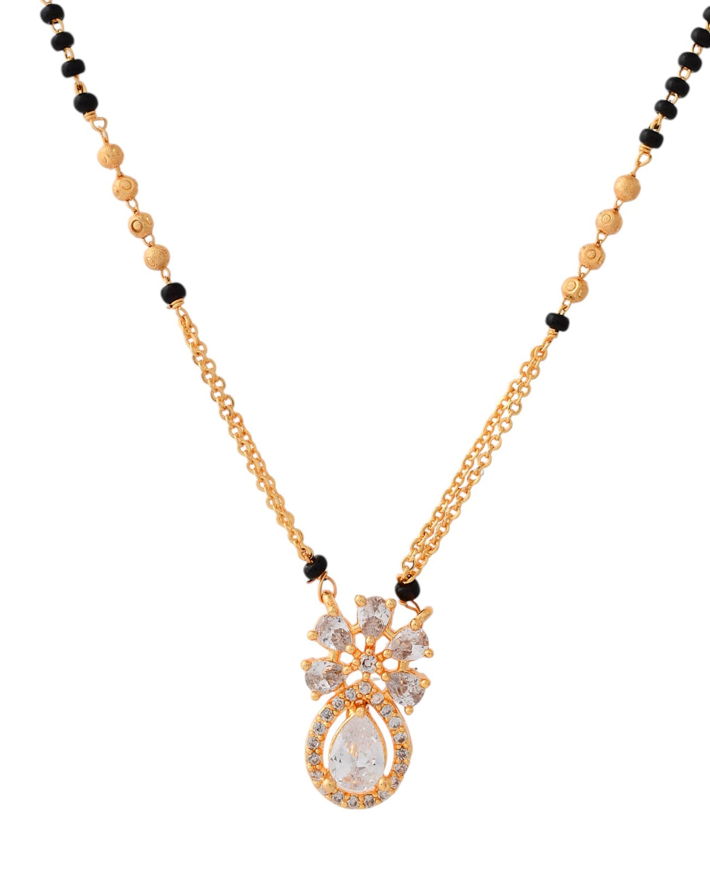 Jewels Nest Elegant Floral Pendant Gold-Polished Mangal Sutra