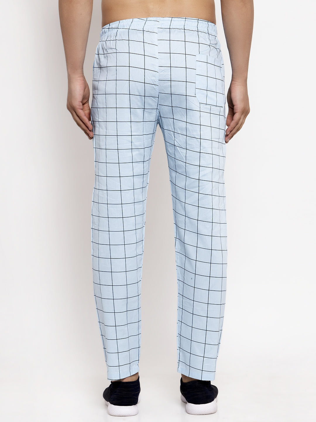 Jainish Men's Blue Checked Cotton Track Pants ( JOG 012Sky )