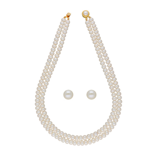 J Pearls Eeshani 2 Lines Pearl Necklaces - Real Pearl Jewelry