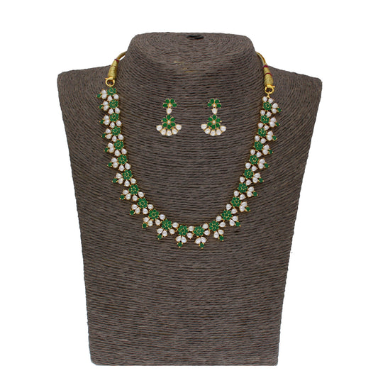 J Pearls Lopa 1 Line Oval Necklace Set - Real Pearl Jewelry