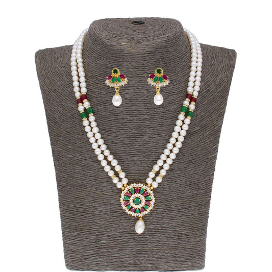 J Pearls Abeedha Pearl Set - Real Pearl Jewelry