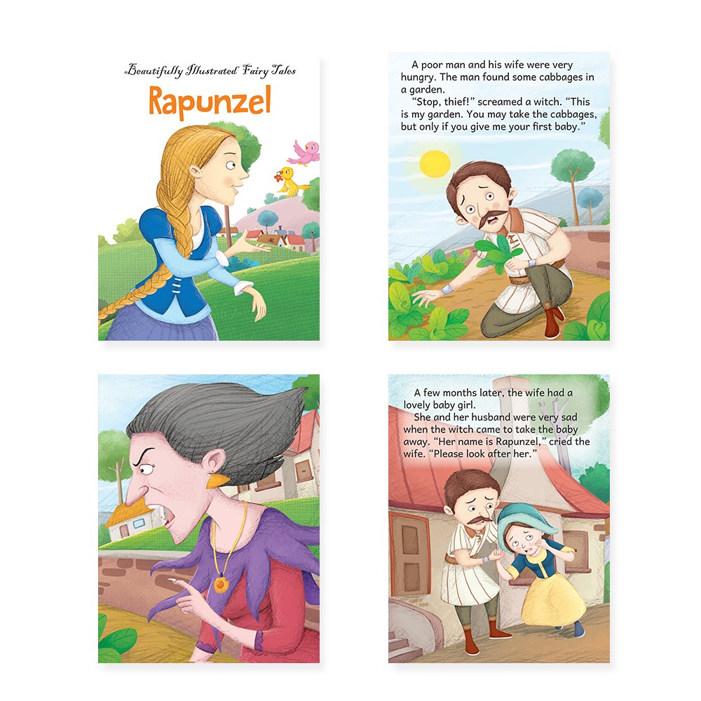 Jolly Kids Beautifully Illustrated Fairy Tales 4 in 1 Books E Set of 2| Ultimate Collection of Bedtime Megical Stories For Children Ages 3-8 Years