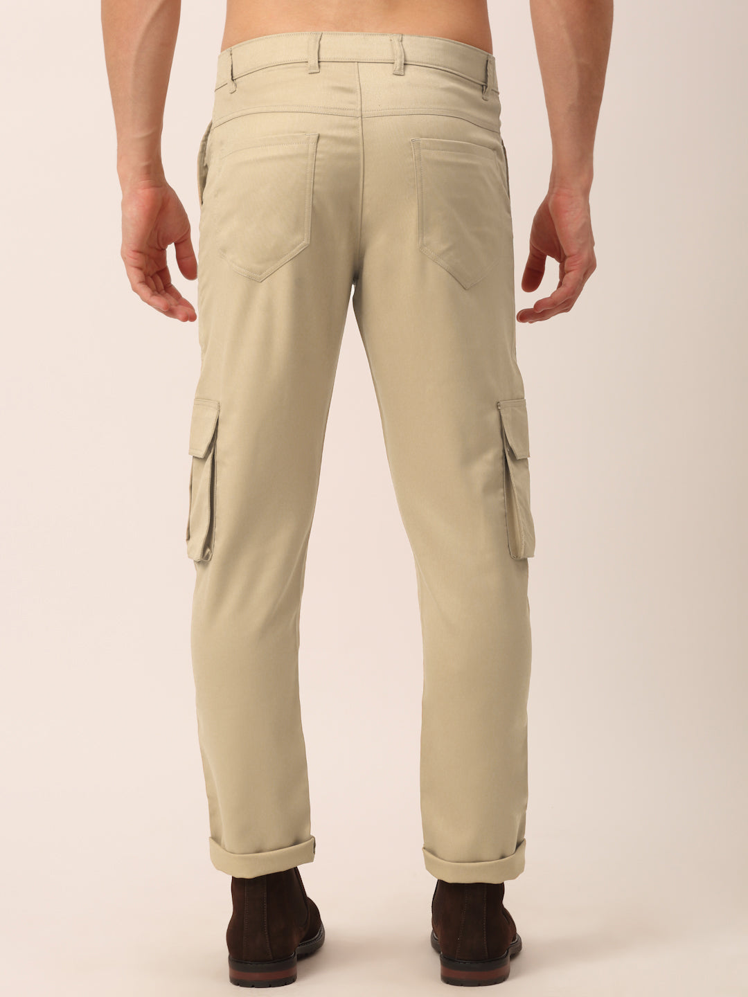 Jainish Men's Casual Cotton Solid Cargo Pants ( KGP 154 Beige )