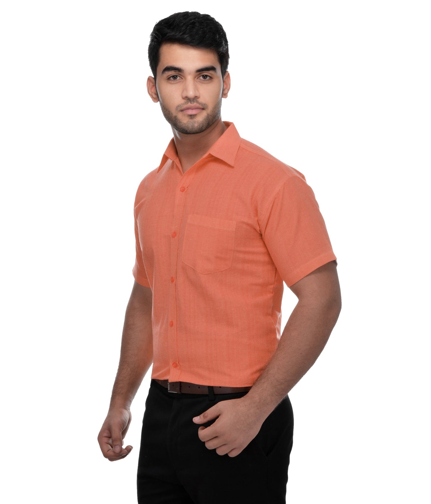 RIAG Orange Men's Half Sleeves Solid Shirt