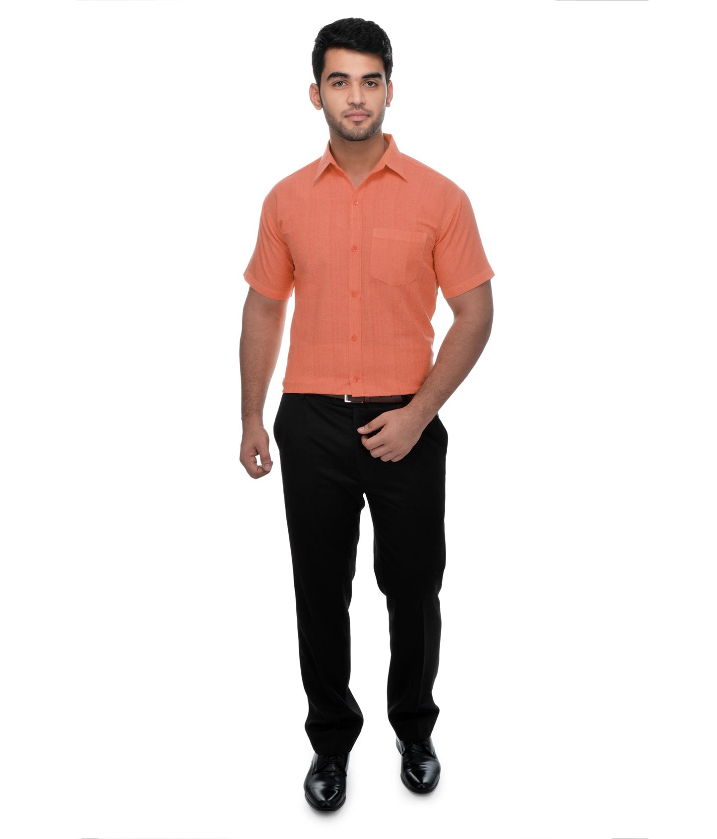 RIAG Orange Men's Half Sleeves Solid Shirt